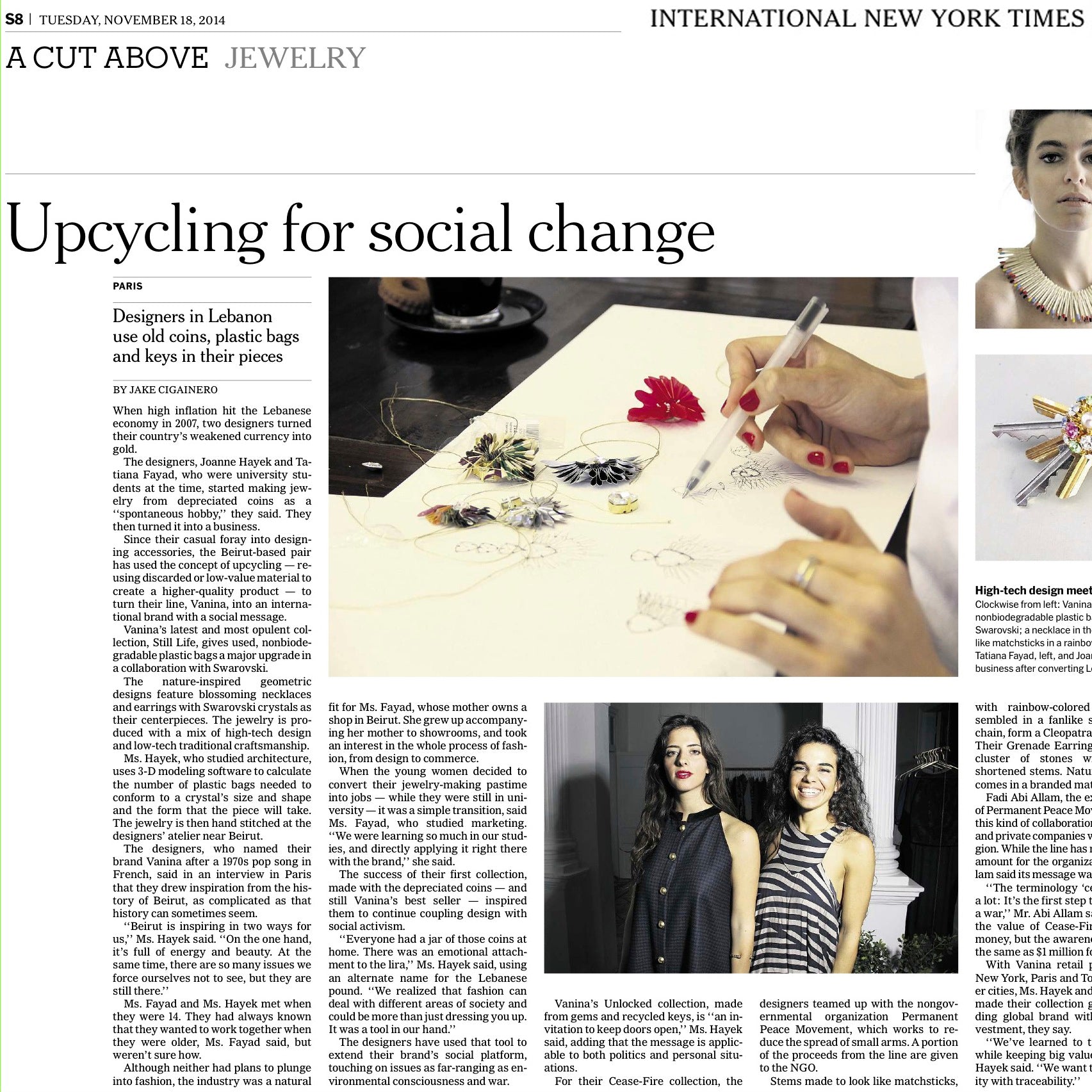 vanina in the new york times ethical fashion