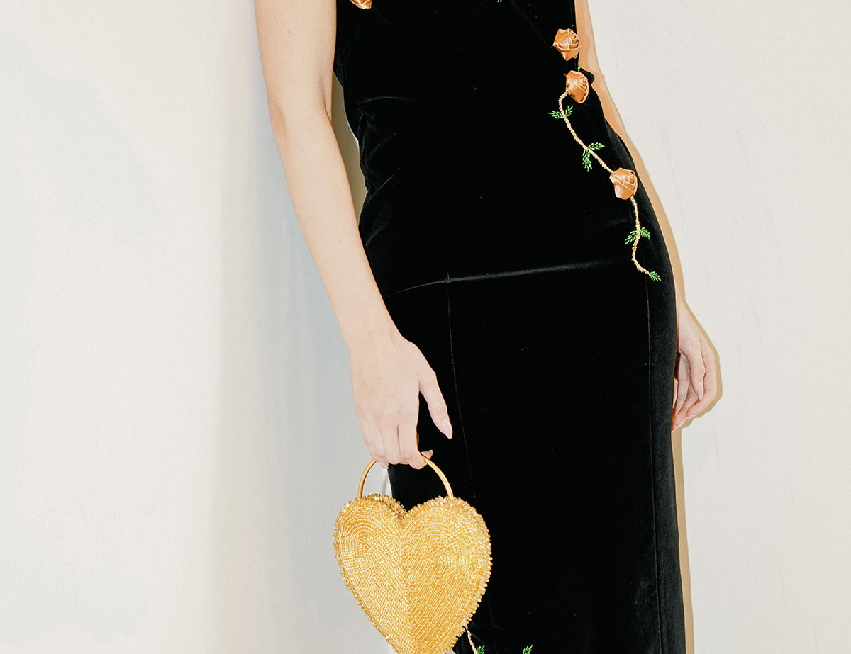 Vanina Rosette Velvet Dress