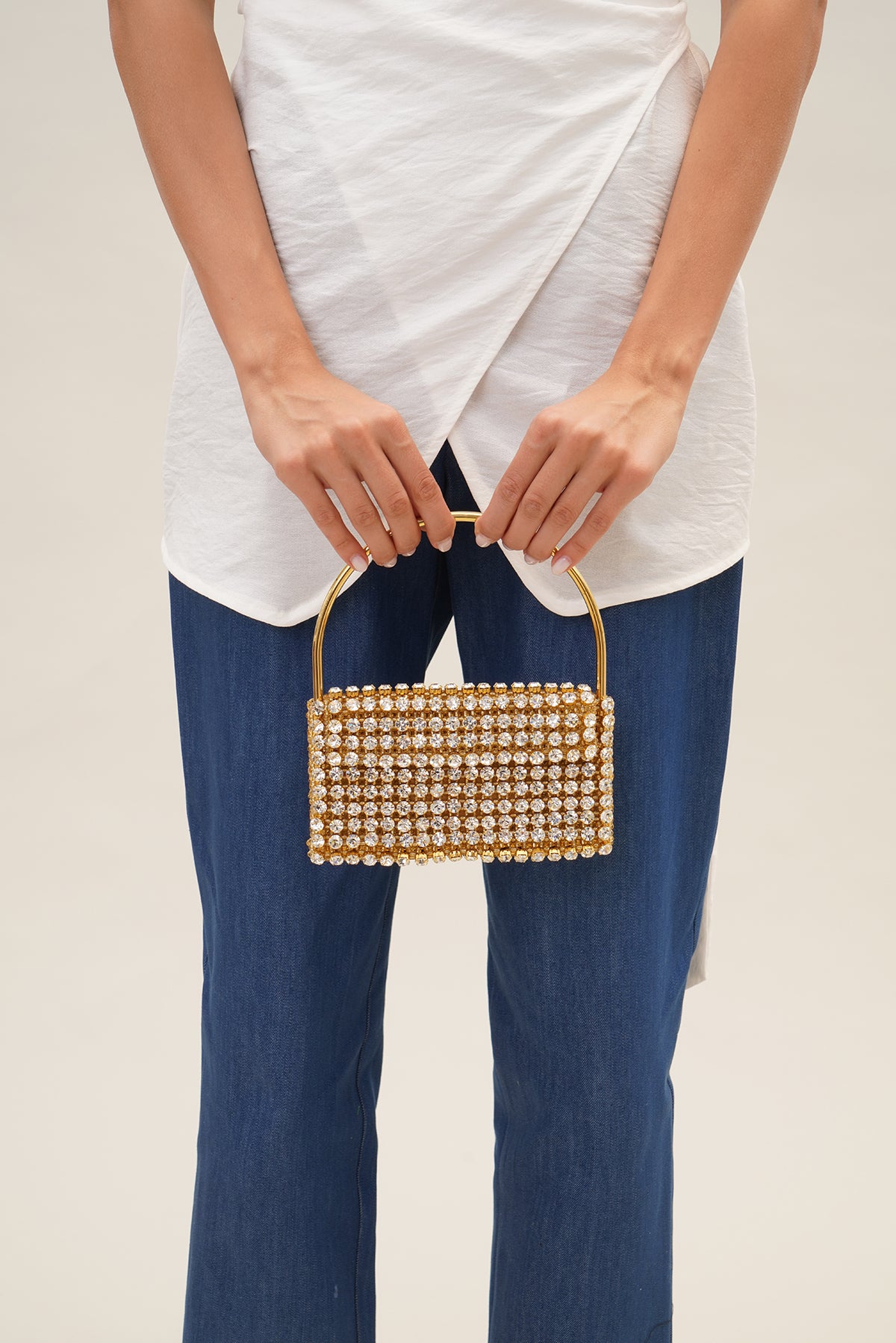 トートバッグ VANINA Pirouette Bag in White Crystal (PIROUETTE BAG 3) トートバッグ VANINA Pirouette Bag in White Crystal